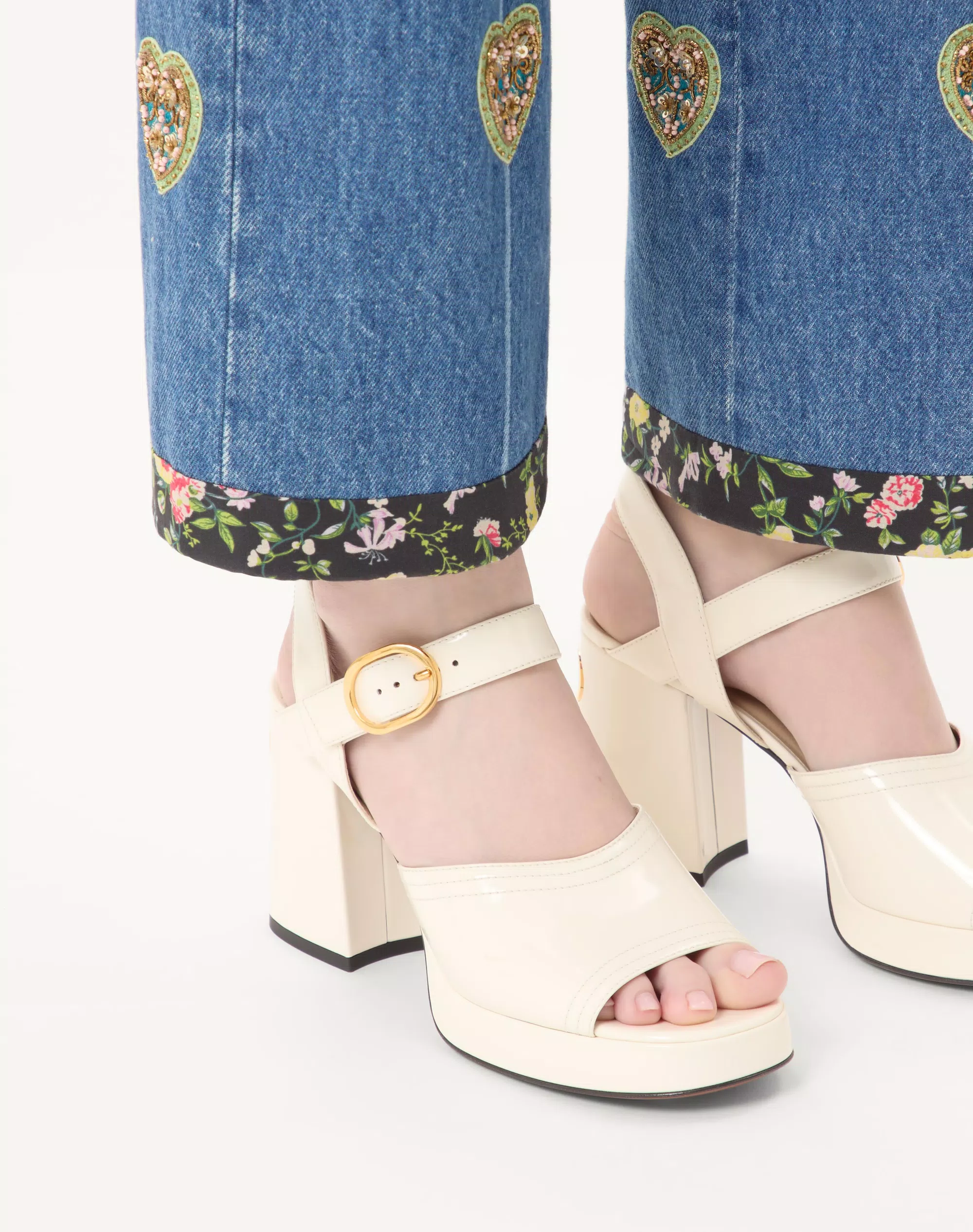 Valentino Fawcette Platform Sandal In Polished Calfskin 100Mm - Image 7